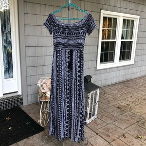 Tribal black long off the shoulder dress